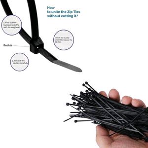 4Inch Nylon Self Locking Cable Ties, Heavy Duty Strong Zip Wire Tie. Pack of 100pc