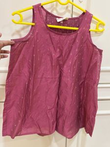 Pink Sleeveless Ethnic Top With Inner