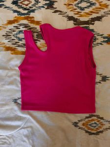 Pink Cutout Crop Top