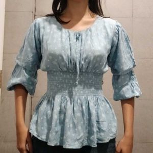 Babyblue Floral Cute Top (Women&#39;s)