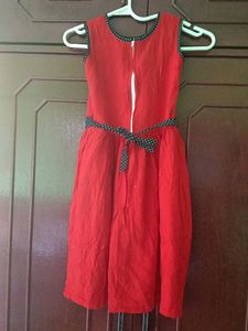Pretty Red Frock With Beautiful Chikenkari Work
