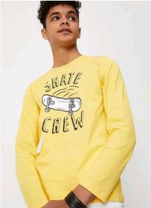 Yellow "Skate Crew" Graphic Print Full Sleeve