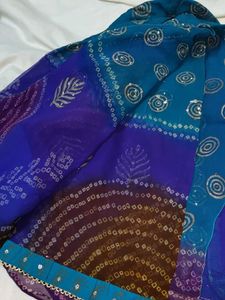 Blue Bandhani Saree