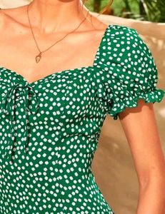 Green Floral Print Dress
