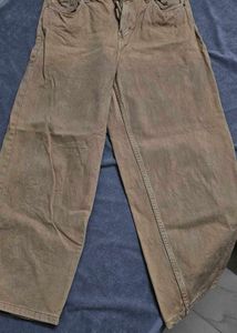 Wide Leg Beige Denim Pants