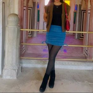 Denim Mini Skirt with Drawstring ( 1 free gift 🎁)