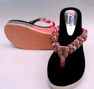 Pink &amp; Black Braided Wedge Heel Sandals