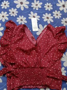 Red Polka Dot Ruffle Top