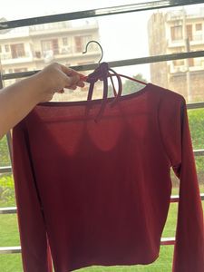 Maroon Ruched Crop Top