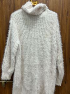 Women Dress High Neck + Woolen Cap