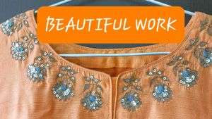 Elegant Orange Embellished Gown