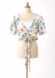 Floral Tie-Front Crop Top