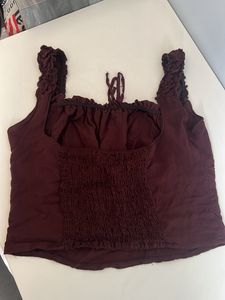 Burgundy Ruched Crop Top