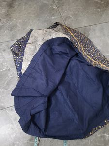 Navy Blue Self Stitched Heavy Lahenga