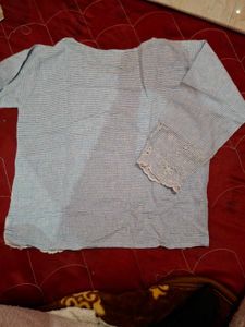 Lose Fit Fullsleeves Top 🩵🤍