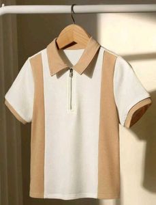 Men Colorblock Polo Neck Cotton Blend White T-Shir