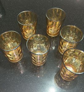Amber Textured Drinking Glasses (Set of 6)- New