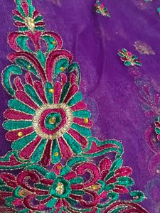 Embroidered Purple Dupatta