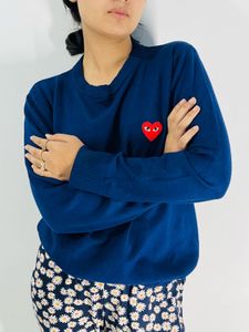 play Blue Heart Patch Sweater