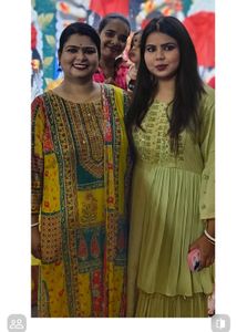 Olive Green Embroidered Dress