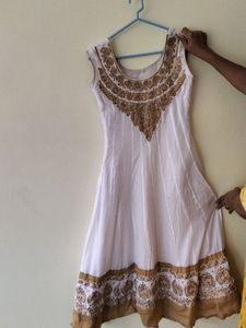 Pure White Anarkali Top