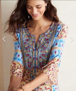 Multi Color Embroidery Print Top