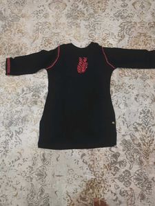 Black Embroidered Short Kurti