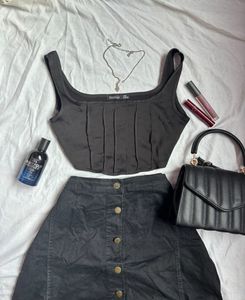 Boohoo Black Corset Top (No Boning)