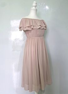 Blush Off-Shoulder Ruffle Dress