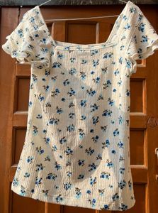 Shein Floral Print Square Neck Top