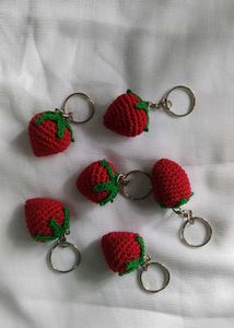 Strawberry Crochet Keychain