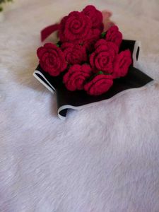 Handmade Crochet Red Rose Bouquet