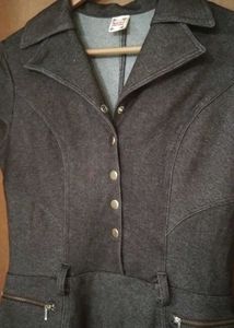 high quality imported denim short  midi dress