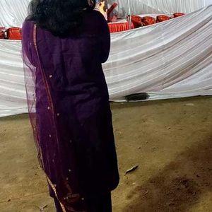 Straight kurta with plazoo and duppata