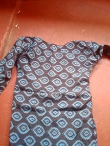 Printed Blue Cotton Kurta