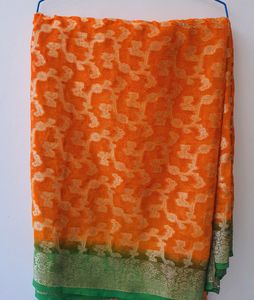 Embellished Orange Saree