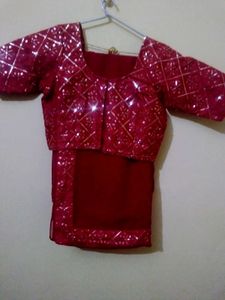 Red Sequin Designer Blouse Choli