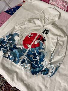 Wave Print Hooded Jacket