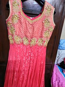 Embroidered Indian Beautiful Pinkish Party Gown
