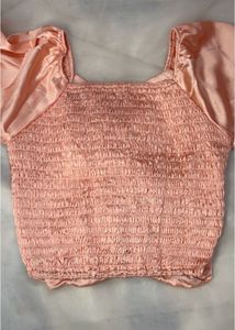 Peach Crop Top - Long Sleeve