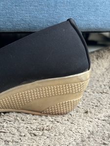 Black Peep Toe Wedges