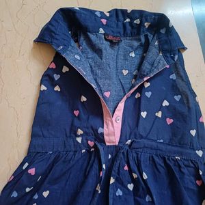 Girls' Sleeveless Heart Print Dress For Kids