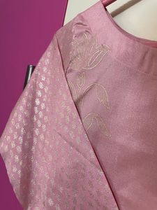 Brand New Pink Kurta Set With Gold Foil Print
