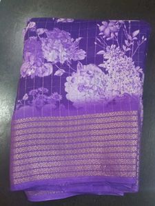 Floral Print Purple Saree