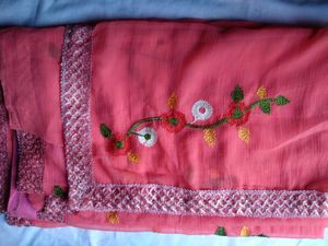 Pink Embroidered Saree
