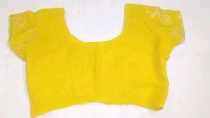 Beautiful Lemon Yellow Saree With White Stone Work
