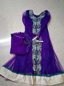 Purple Embroidered Anarkali Dress