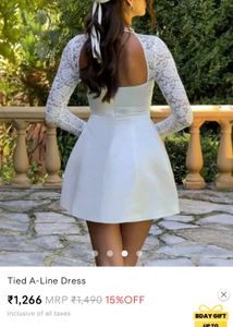 White Satin Dress With Lace Sleeves