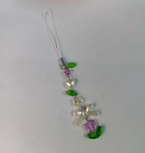 🌷🎀 Handmade Bow & Heart Purple Phone Charm 🌿