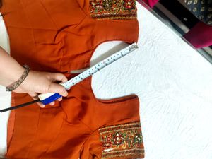 Orange Embroidered Paisley Saree